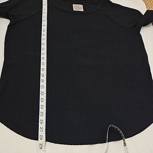 CHASER Waffle Knit Henley Thermal Black Long Sleeve Four Button Cuff Size XXL - Picture 5 of 9